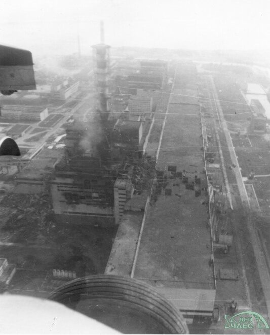 havarierter Reaktor in Tschernobyl am 27. April 1986