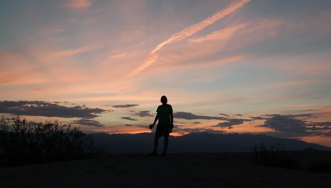 Sonnenuntergang über den Mesquite Flat Sand Dunes