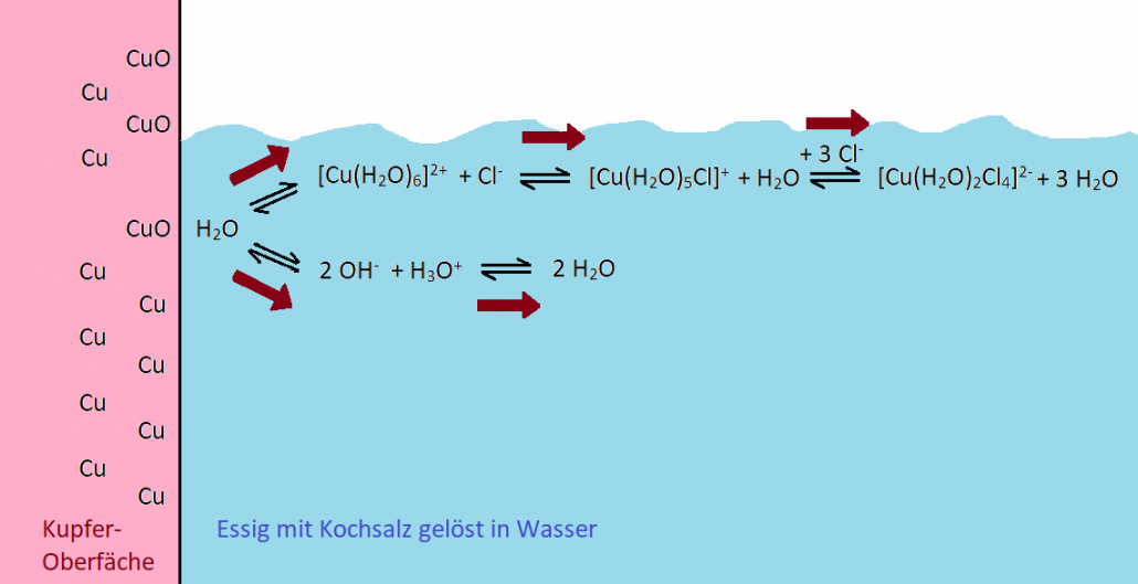 Überblick über die Gleichgewichtsreaktionen: So löst sich Kupfer in Essig mit Kochsalz