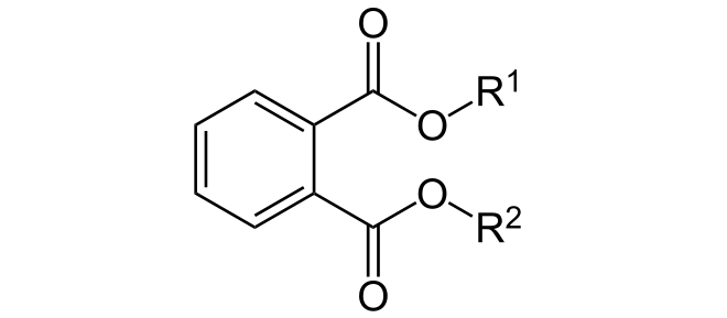 Allgemeine Strukturformel für Phthalate mit Benzolring