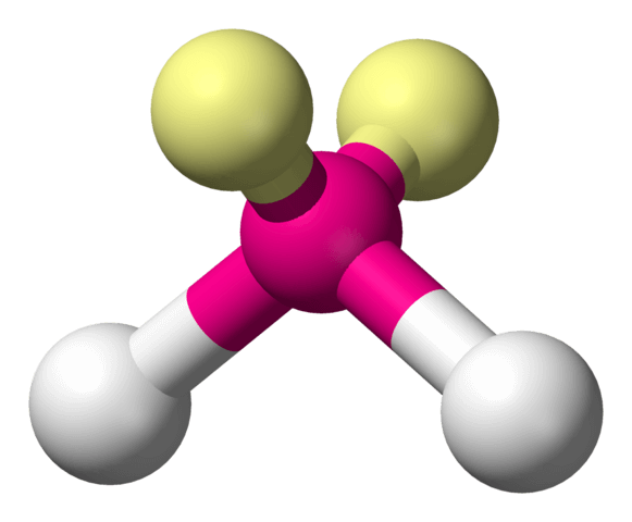 Wassermolekül mit nichtbindenden Elektronenpaaren - die Struktur erinnert an einen Tetraeder