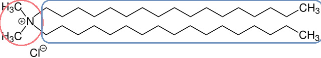 Strukturformel für DSDMAC, ein typisches kationisches Tensid für Weichspüler