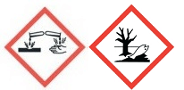GHS-Symbole: Ätzend, Umweltschädlich